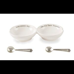 Mud Pie Ceramic Double Salsa Server